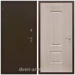 Толстые входные двери, Дверь входная уличная в дом Армада Термо Молоток коричневый/ ФЛ-2 Дуб белёный для дачи на заказ двухконтурная