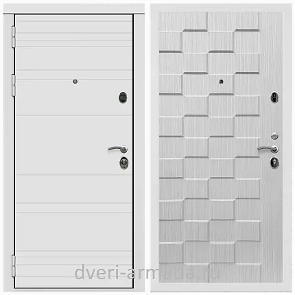 Дверь входная Армада Престиж Белая шагрень матовый линии горизонт МДФ 16 мм / МДФ 16 мм ОЛ-39 Лиственница беж